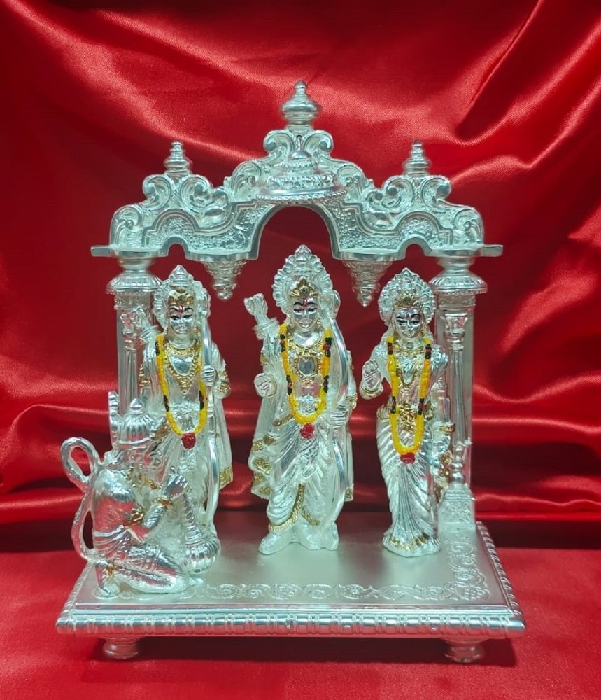 Traditional Silver Plated Ram Darbar Statue