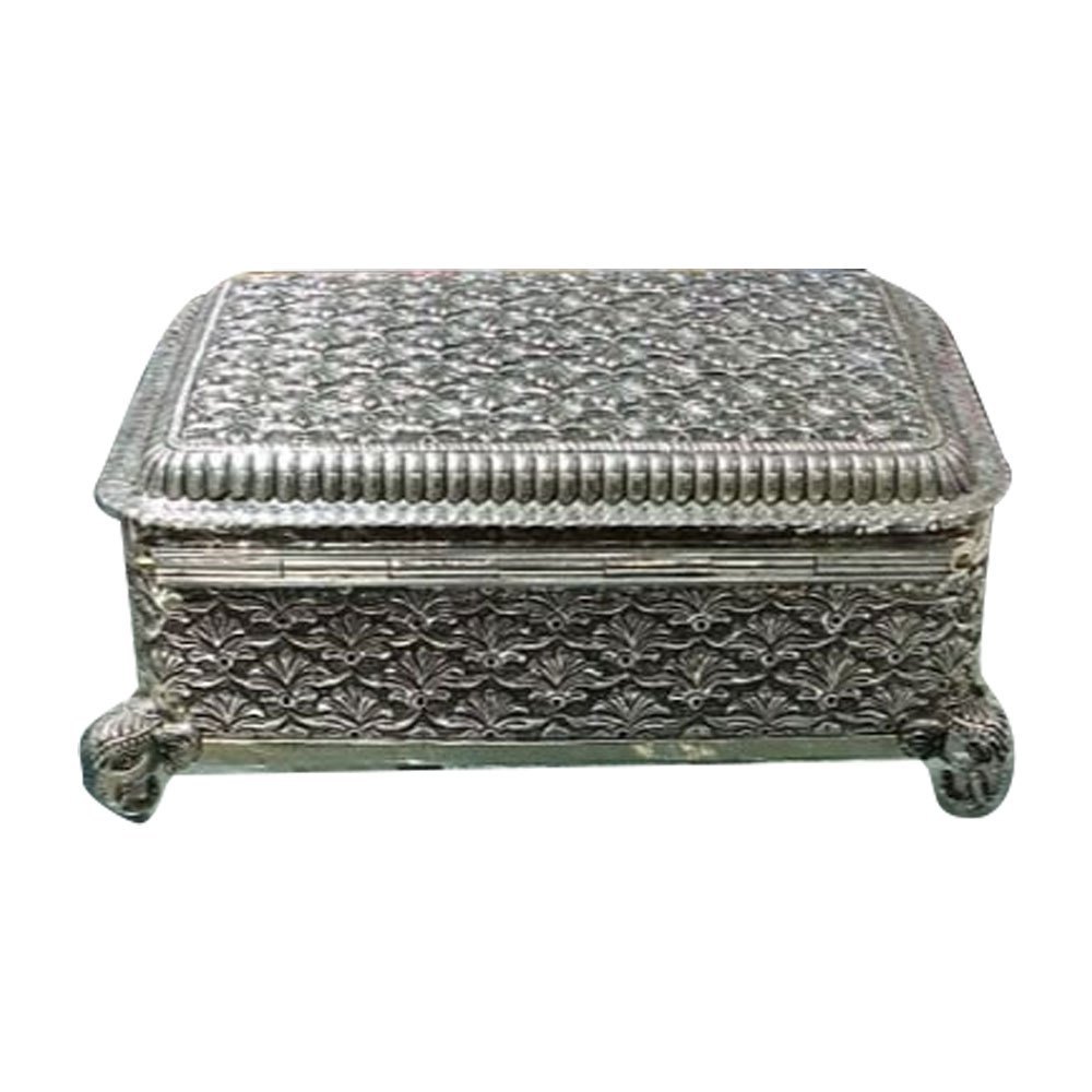 Polished Rectangular Pure Silver Jewelry Box, Size: 10*5 Inch