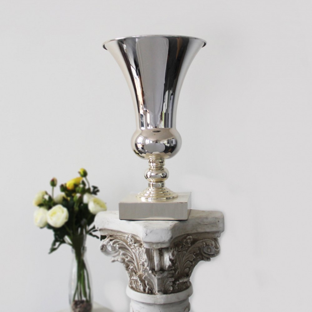 Polished Round Trumpet Silver Vase