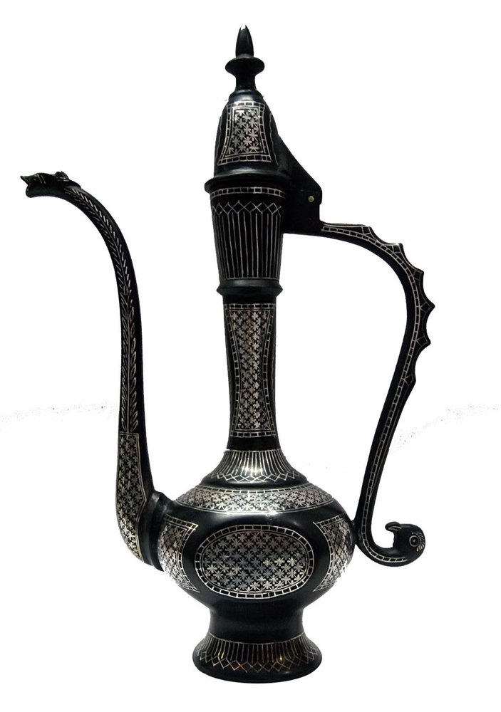 Surahi, antique Handcrafted Decanter With Silver Wire Inlay Work, Umar Khayyam