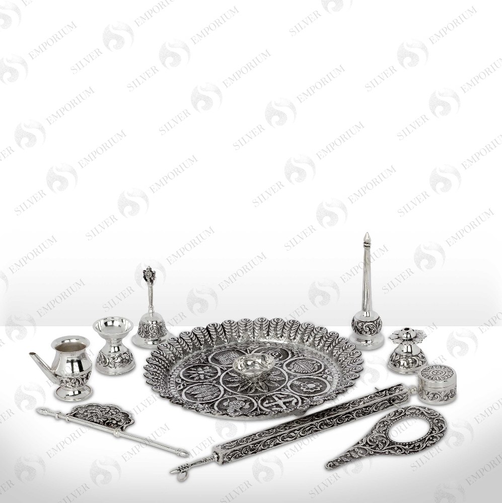 Traditional Silver Pooja Thali, For Personal