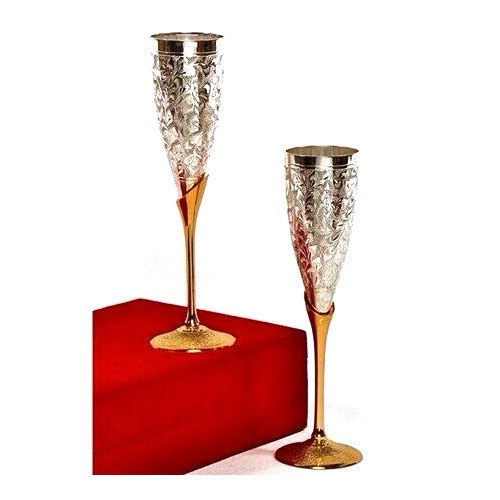 Silver-Gold Plated Goblet Flute Wine Glass