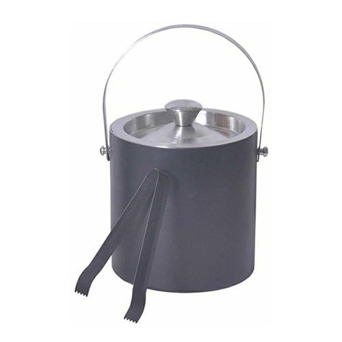 Grey SS Ice Bucket With Tong for Bar