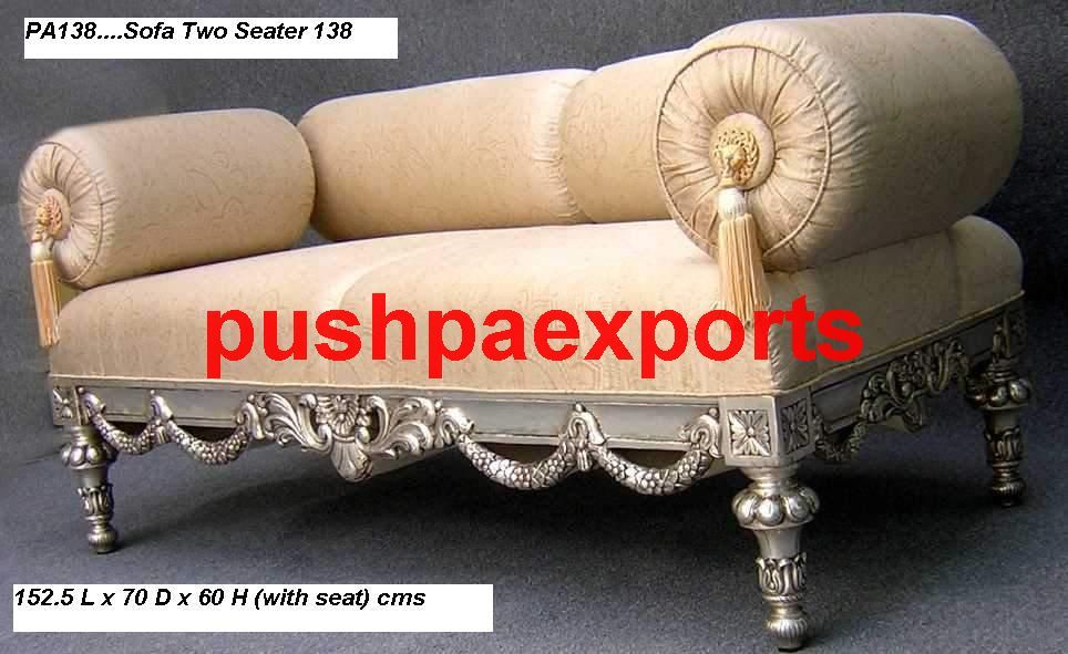 Carved Mudda Style Silver Sofa