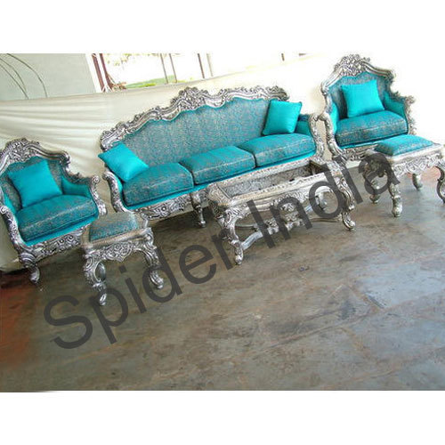 Spider India Modern German Silver And Pure Silver Inlay Inlaid Cladding Sofa Set