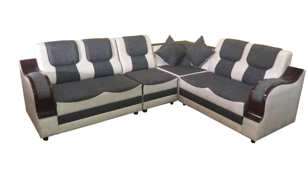 jute/ mossy Black Silver Corner Sofa Set