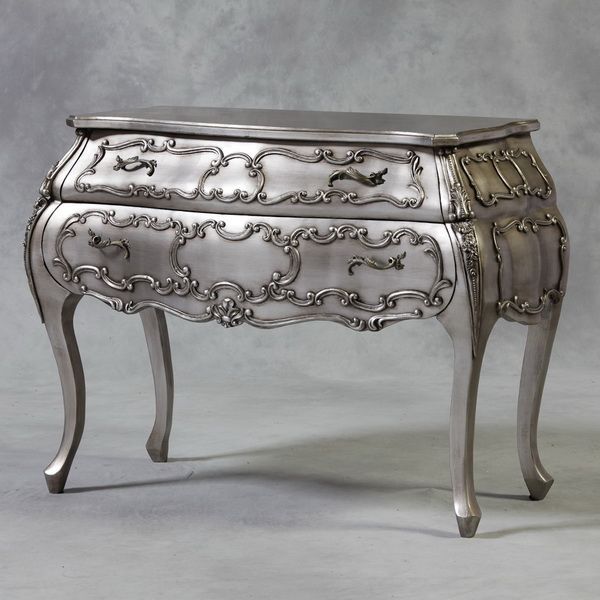 Wood & Metal Grey Decorative Silver Stool, For Home