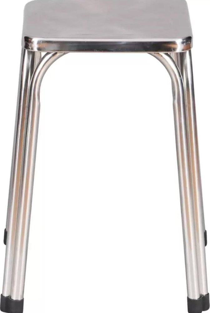 Polished Silver Steel Stool
