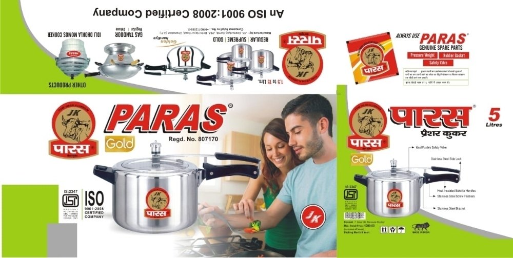 Masterpiece & Paras Inner Lid Pressure Cooker, Capacity: 200 Pcs, Size: 3ltr & 5ltr