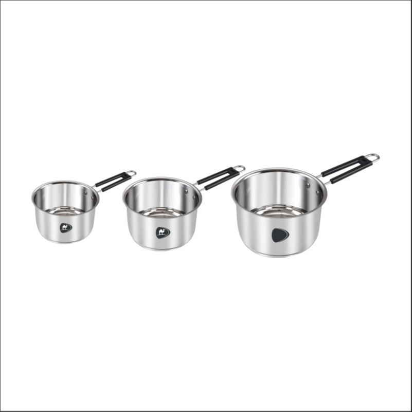 3 pieces Round Stainless Steel Sauce Pan Set, Size: 9-13, Capacity: 2-8ltrs