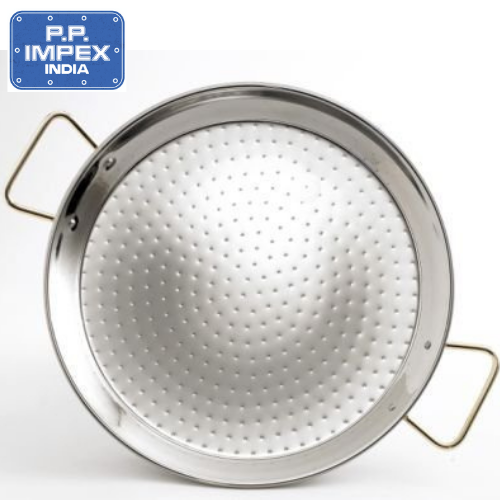 2 Pieces Round Polished Steel Paella Pan, Size: 700mm, Capacity: 30 Litre