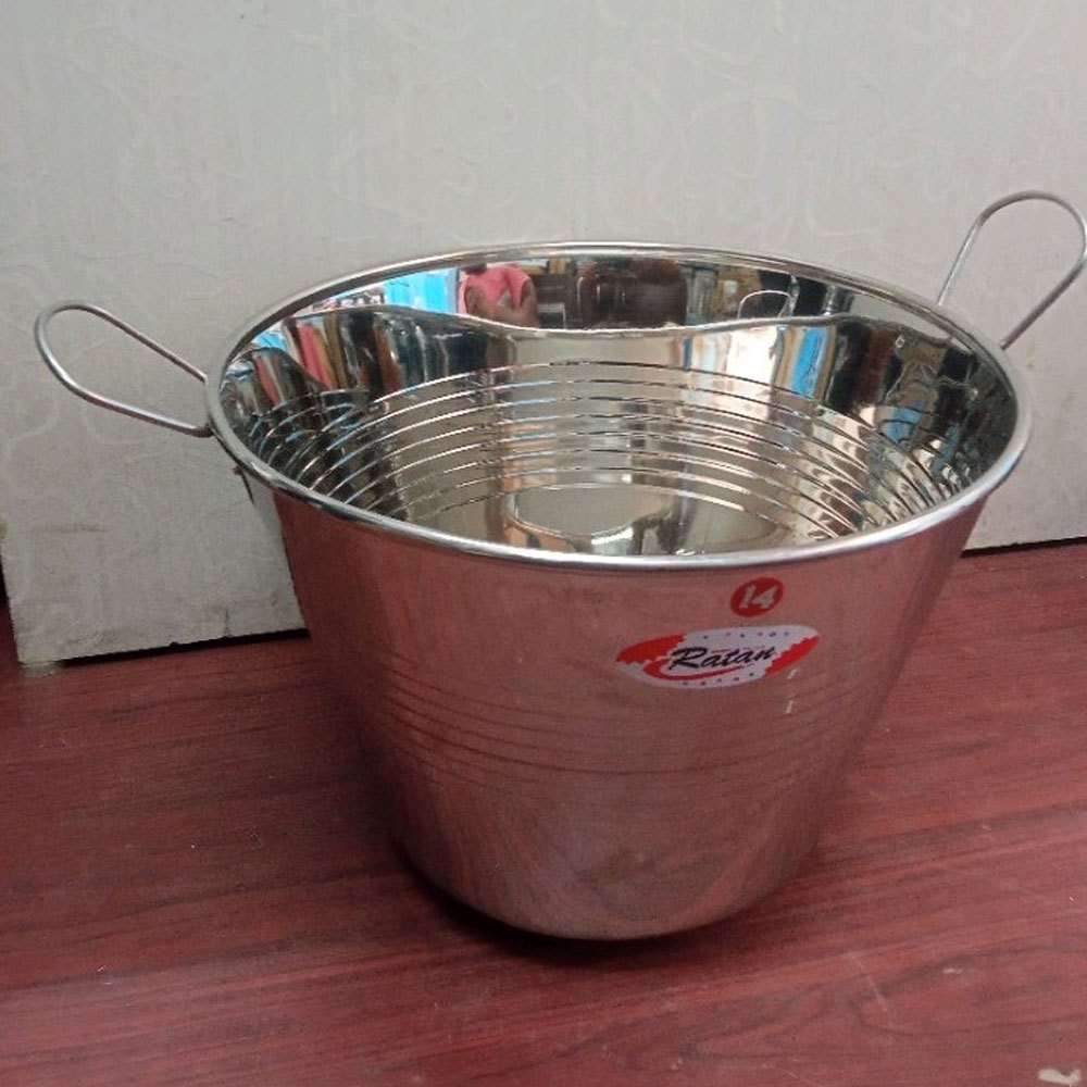 Mirror Finish Silver Stainless Steel Stock Pot, Size: 12 Inch (upper Dia), Capacity: 5 Litre