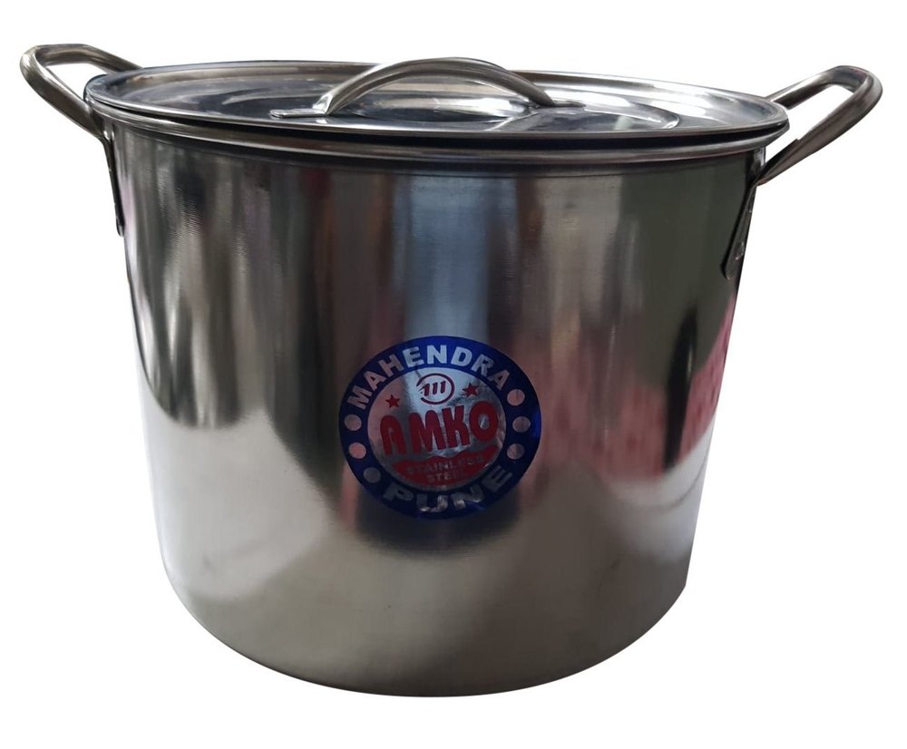 Polished Silver 18 Inch Stainless Steel Stock Pot, For Home, Capacity: 8 L