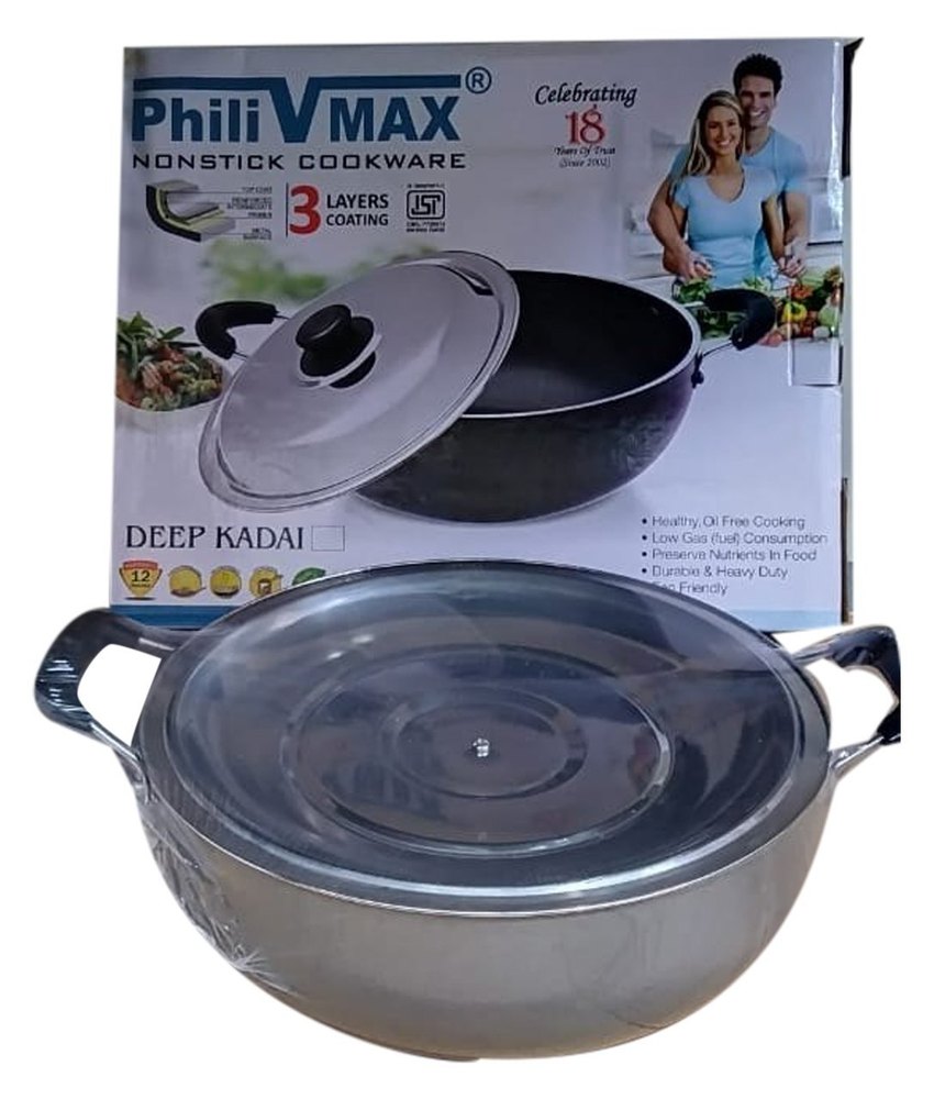 Silver Phili V Max MS Deep Kadai, For Kitchen