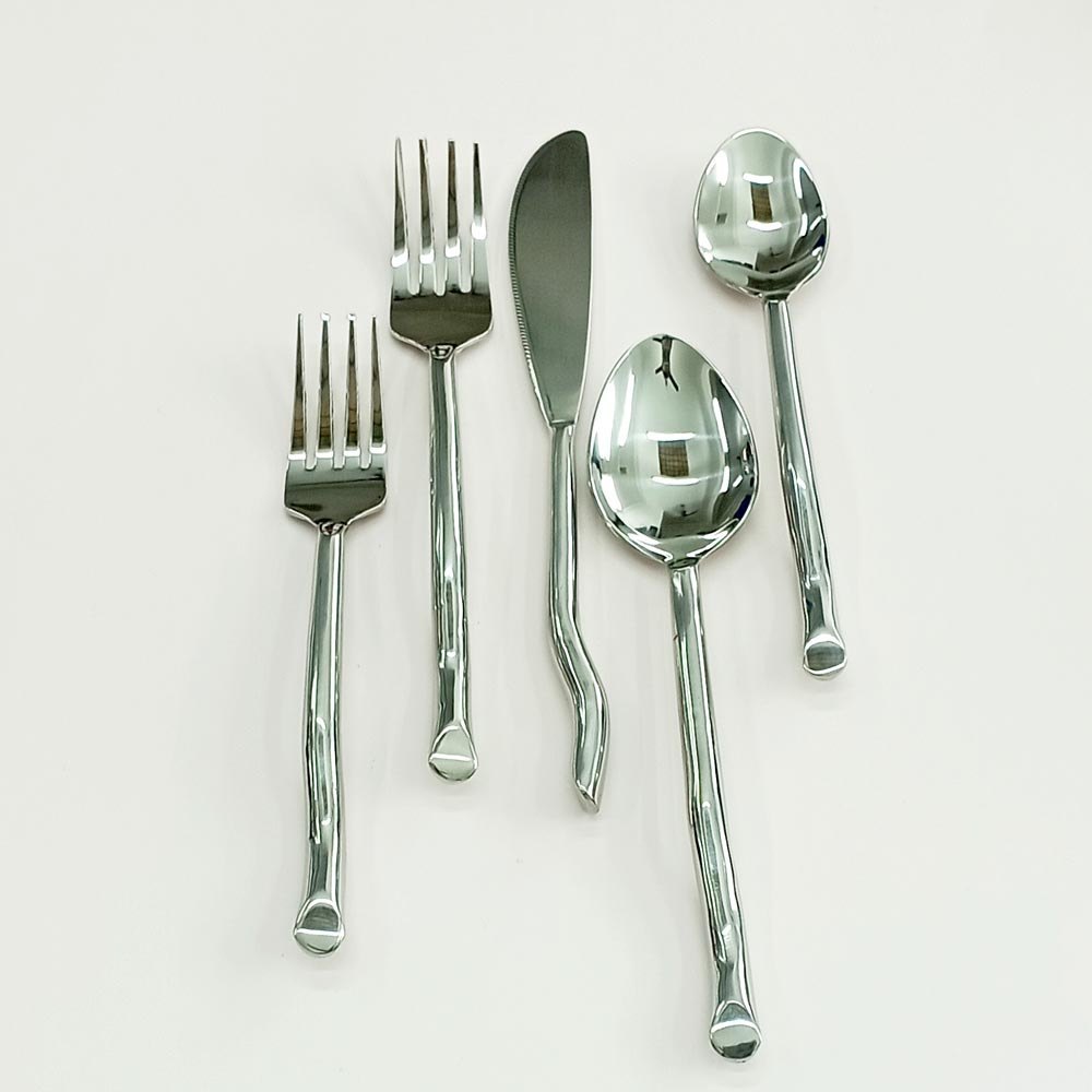 Polish 5 Piece Stainless Steel Cutlery Sets, Round