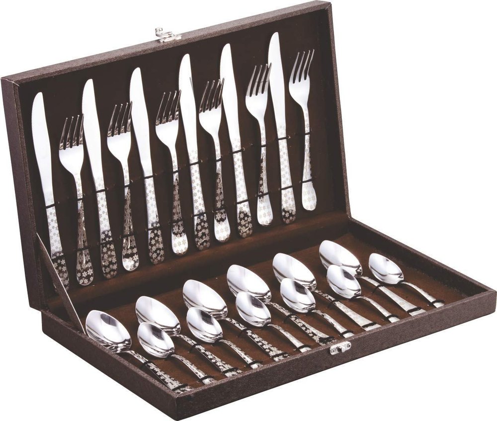 Stainless Steel Cutlery Set With Box, Designer Shape