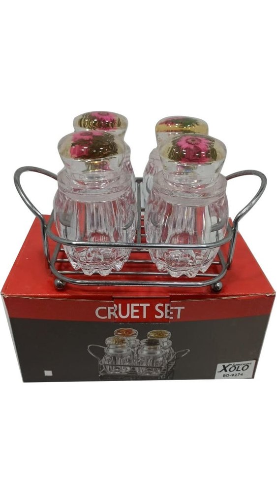 Transparent 4Piece Acrylic Cruet Set, For Spices Storage