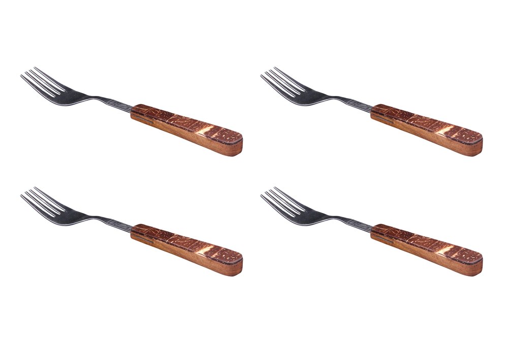 Brown Coconut Shell & Steel Fork