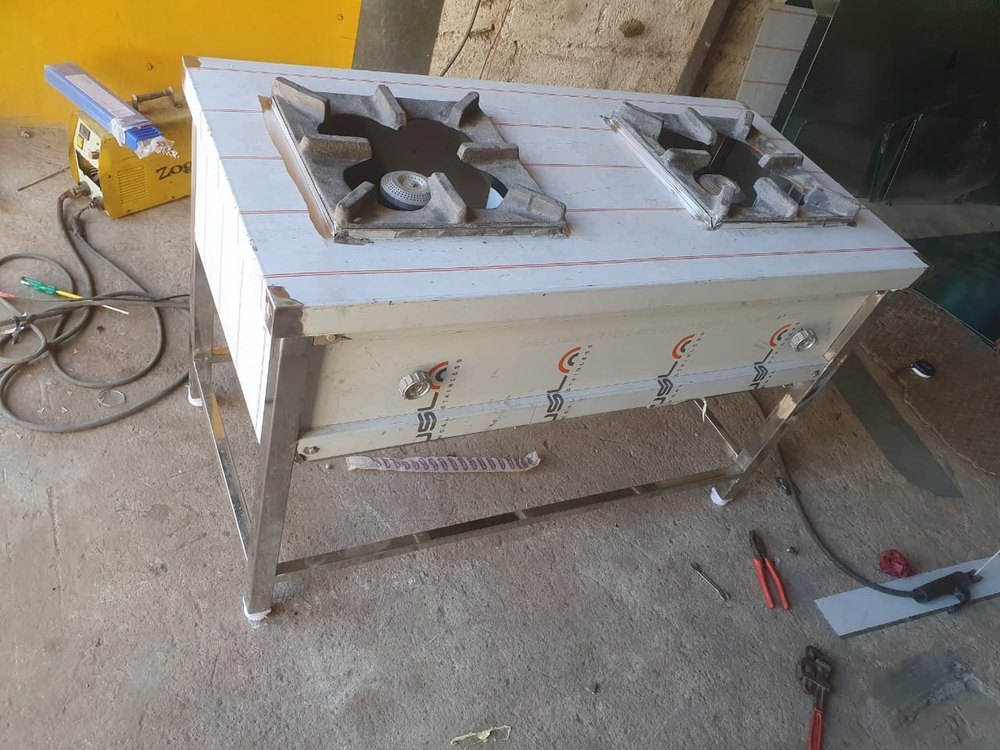 Stainless Steel SS Two Burner Commercial Gas Stove, 2
