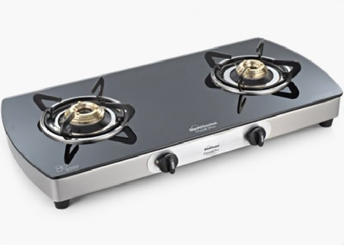 Sunflame Black Two Burner Gas Stove, Stainless Steel