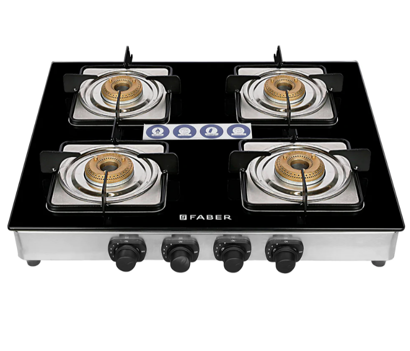 4 Glass Top Gas Stove, For Home