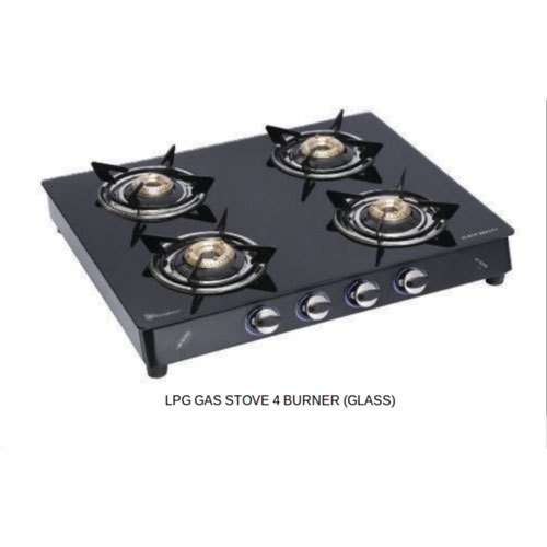 LPG Four Burner Gas Stove, Automatic Ignition, Stainless Steel Body, Toughened Glass Top Material, For Kitchen