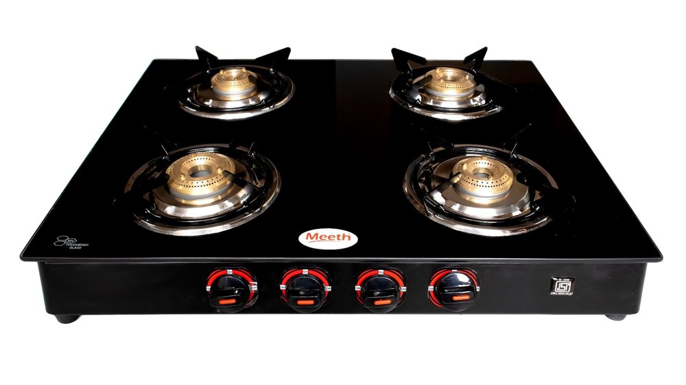 LPG 4 Burner Gas Stove, Automatic Ignition, Stainless Steel Body, Toughened Glass Top Material, For Kitchen