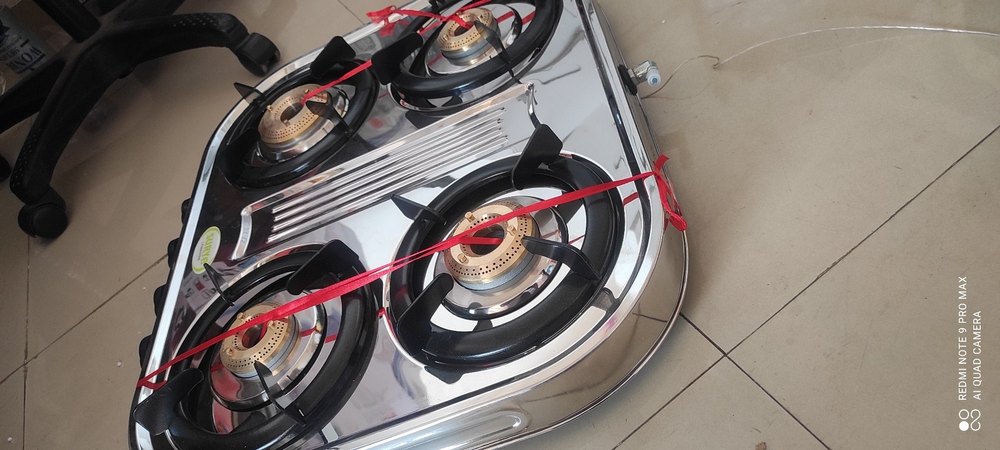 4 Burner SS /Glass Gas Stove, For Kitchen, Size: Varies