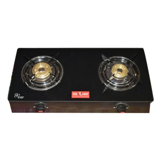 Black Glass Top 2 Burner Mini Gas Stove