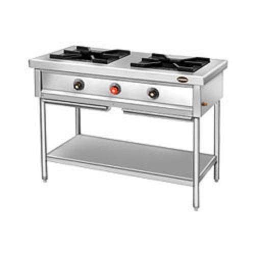 Silver Stainless Steel Two Burner Stove, For Kitchen