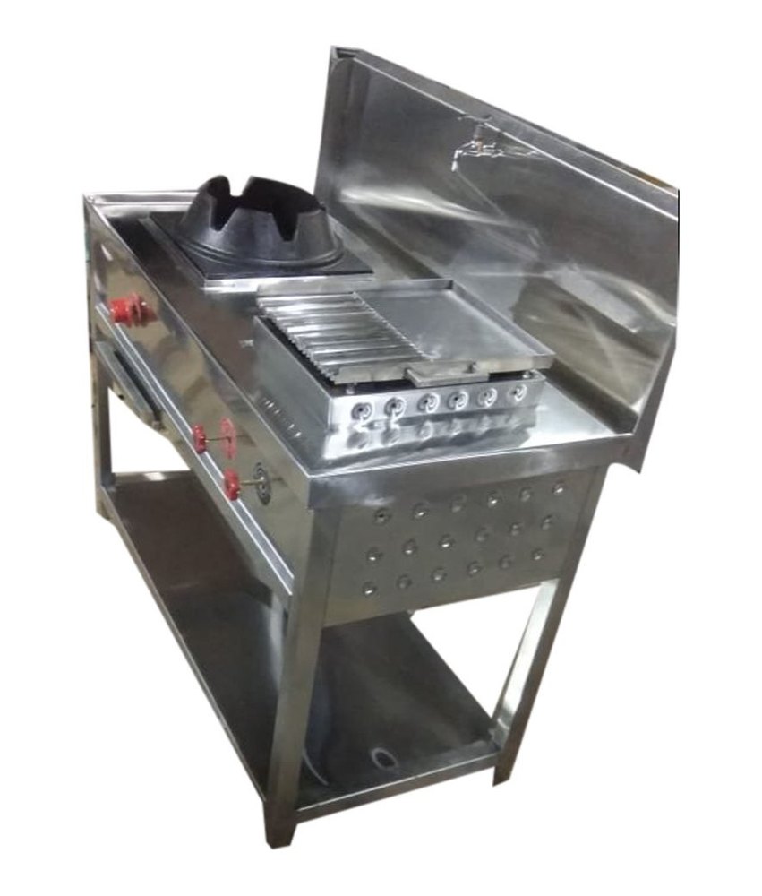Silver 2 Burner Commercial Gas Bhatti, For Kitchen