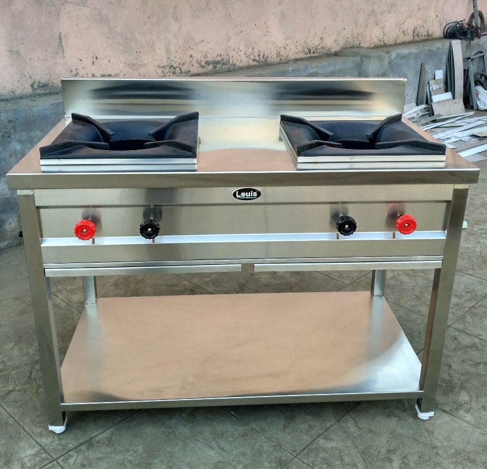 LPG Stainless Steel SS Double Burner Cooking Range, Size: 24*72