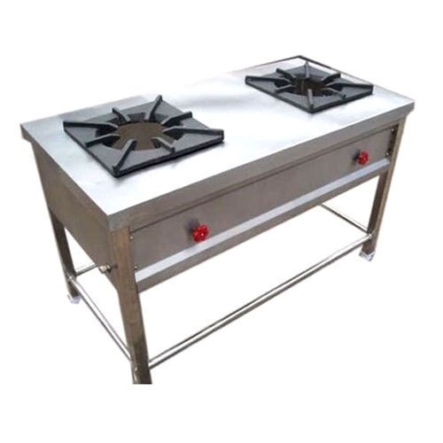 Two Burner Gas Stove Commercial, Stainless Steel