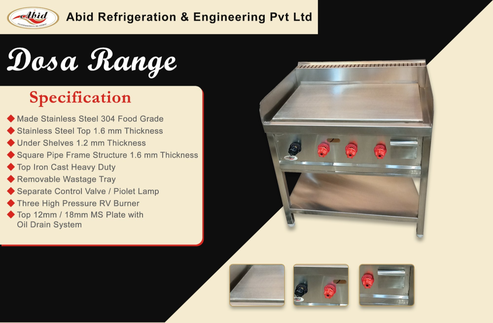 Two Burner Stainless Steel Dosa Cooking Range, Model Name/Number: ABD-DR-08, Size: 36x24x32