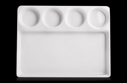 best White & Black Dosa Plate With 4 Bowl, For Multipurpose, For Restaurant img