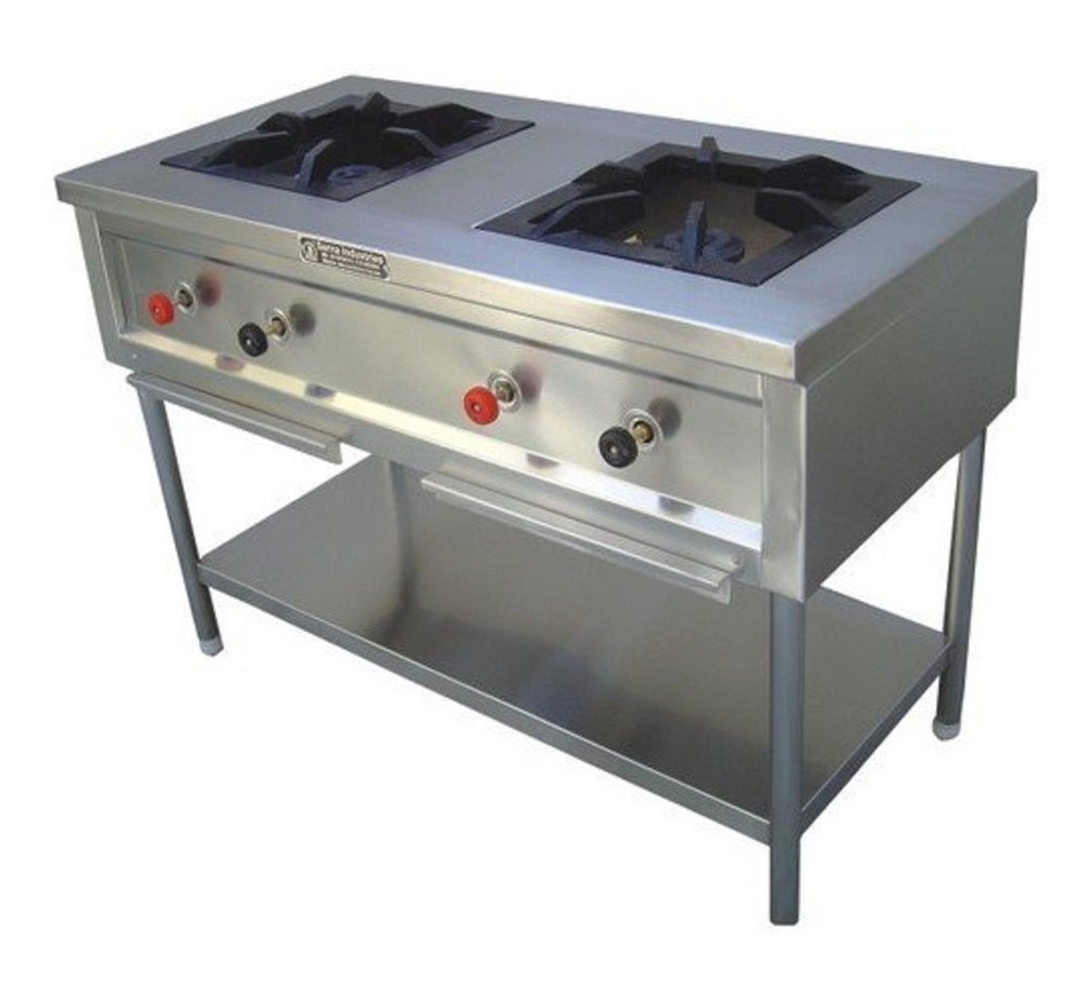 LPG Commercial Cooking Range Double Burner Steel Bhatti, Number of Burners: 2 Burners, Size: 4 Feet img