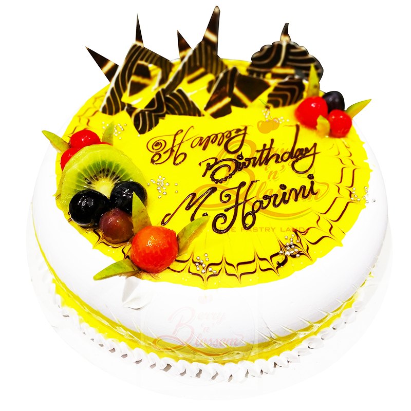 Round Hawain Pineapple Cake, Packaging Type: Box, For Birthday Parties img