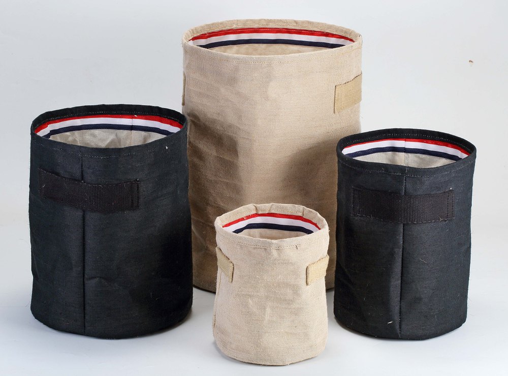 Black And Brown Plain Designer Jute Storage Bags