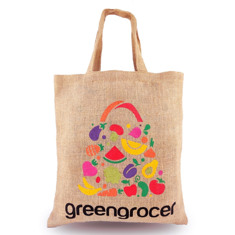 Natural Printed Unlaminated Jute Tote Bag with 8 Color Print Customizable, Size/Dimension: 38w X 42h