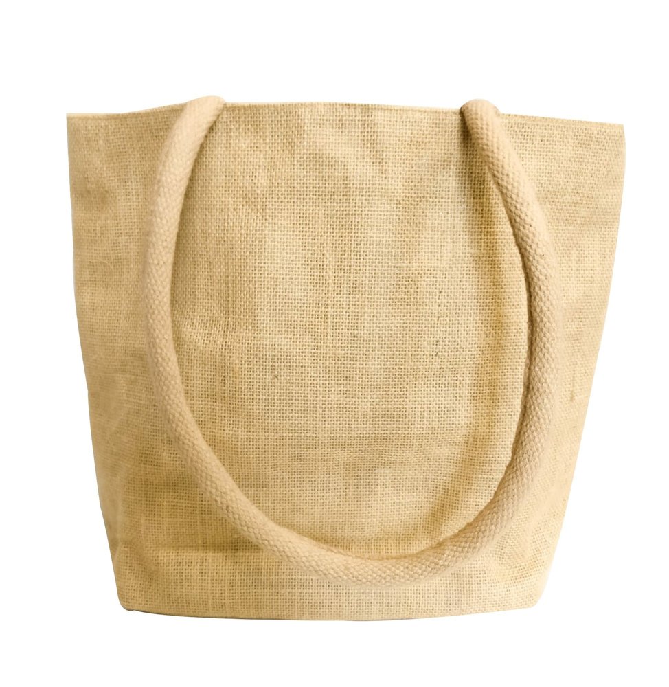 Brown Plain Jute Shopping Tote Bag