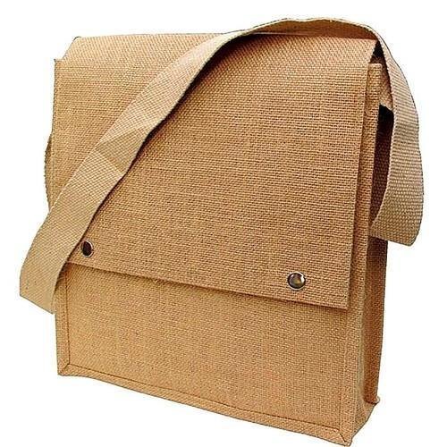 Brown Plain Jute Sling Bag, Size: 12 W X 15 H X 4