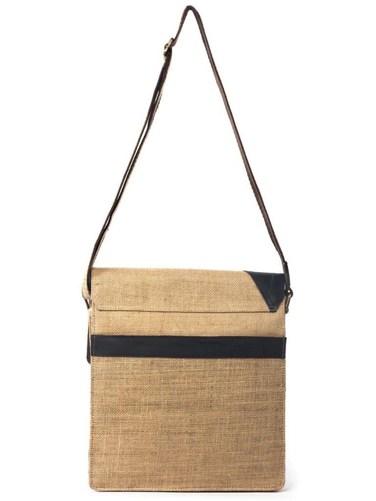 Brown Plain Oxford Jute Sling Bag