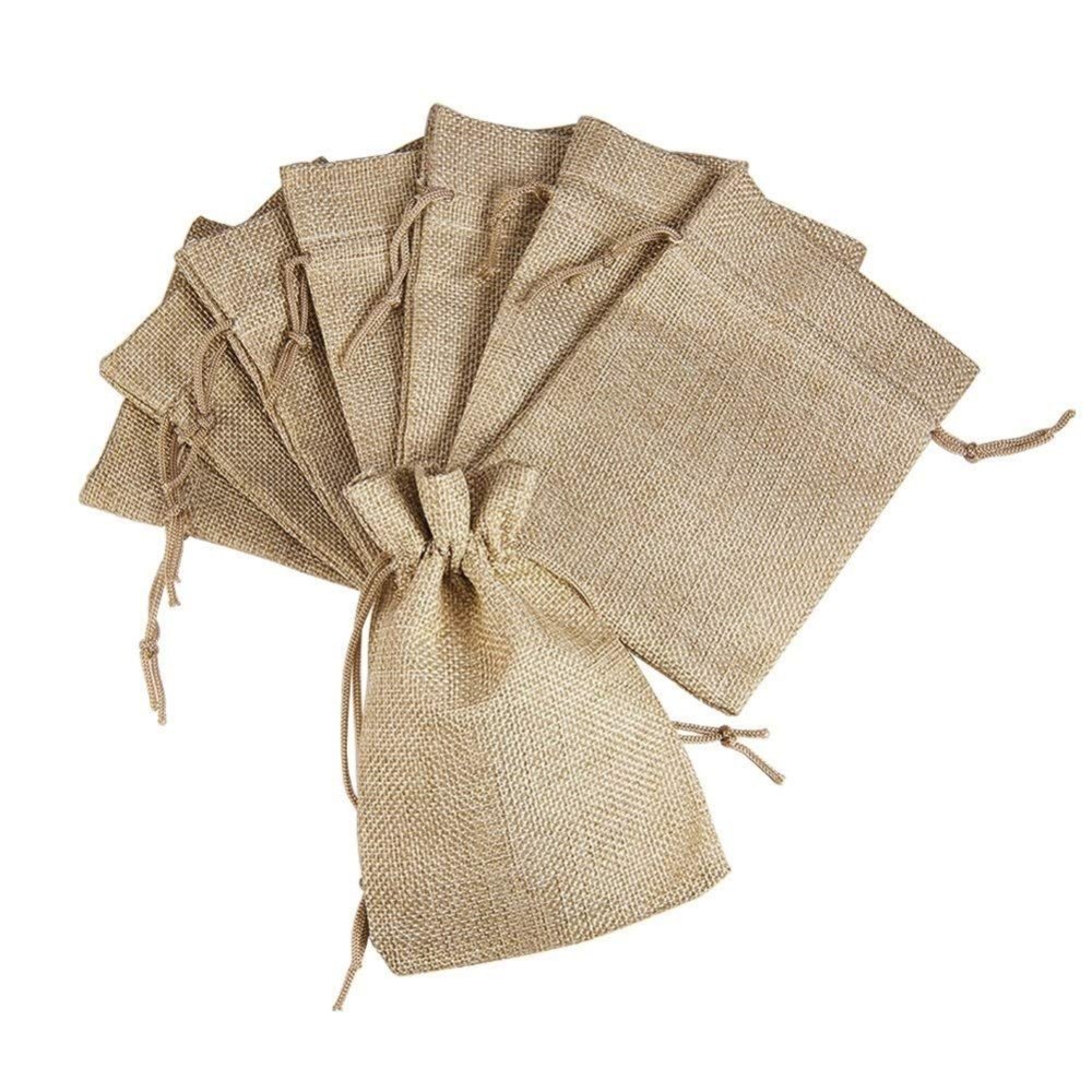 Plain Drawstring Natural Color-Burlap Jute Bags