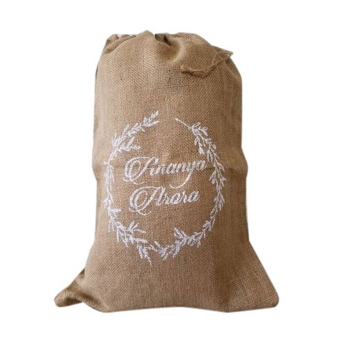 Printed Jute Drawstring Bag