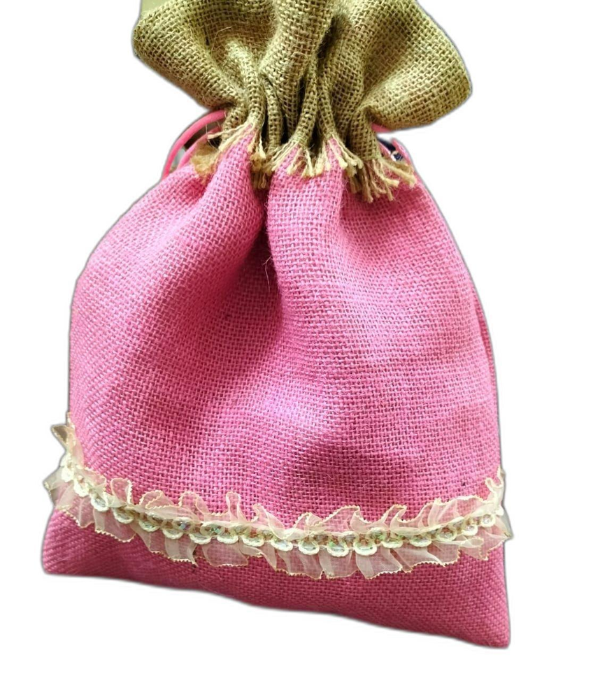 Plain Pink Drawstring Pouch Bag, Capacity: 4kg