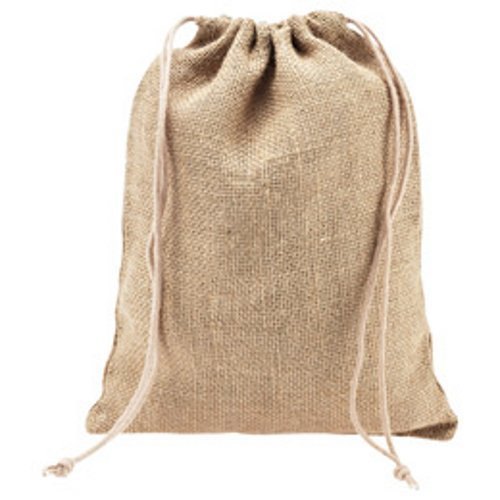 Brown Plain Jute Drawstring Bag, Size: 14*12