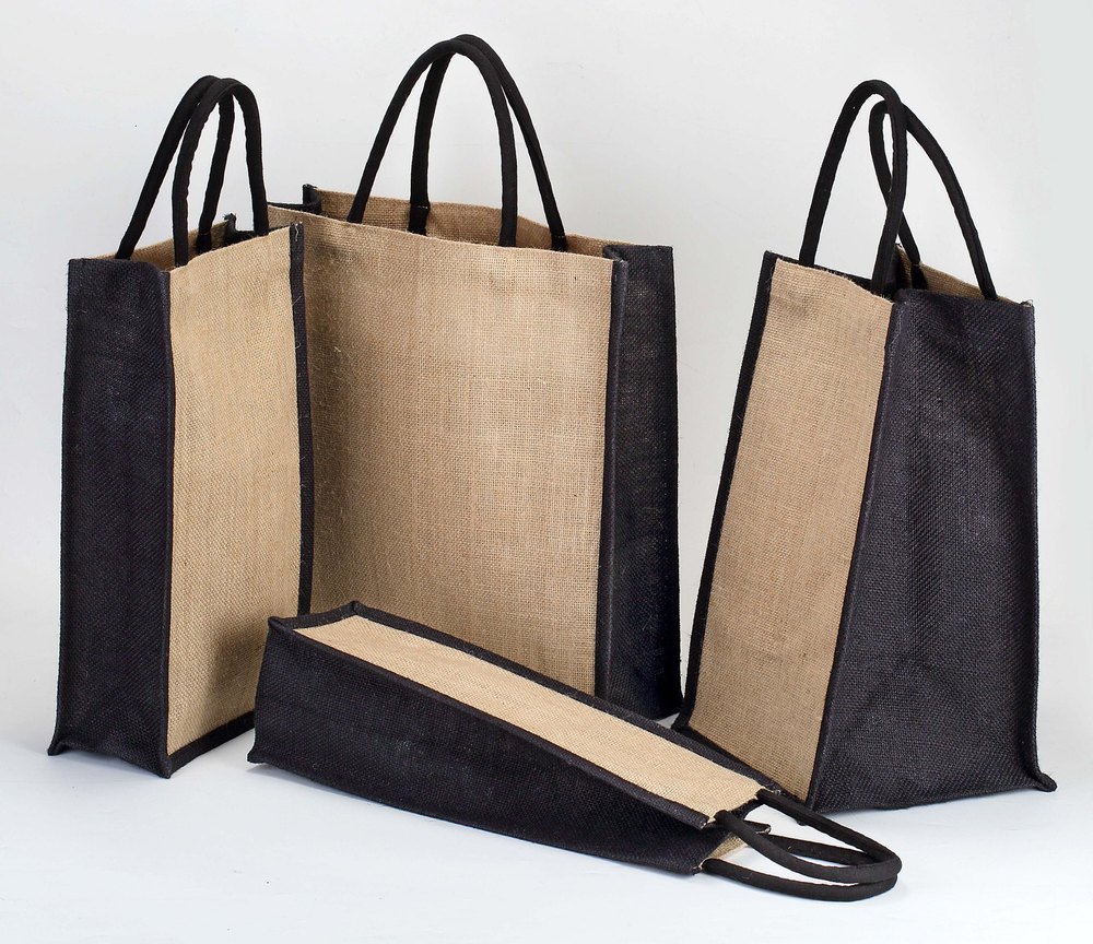 Brown And Black Jute Wine Bag