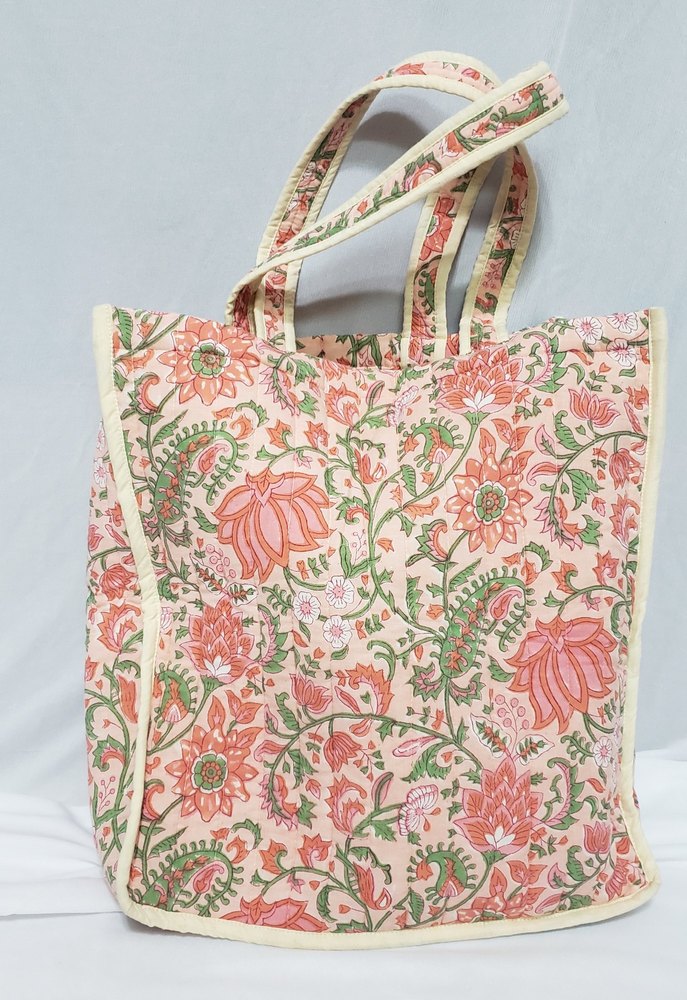 JBU U Shaped BLOCK PRINTED COTTON TOTE BAGS