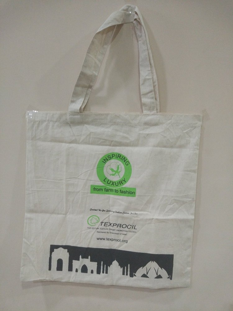 Printed White Tote Bag, Size: 12 X 12 Inches