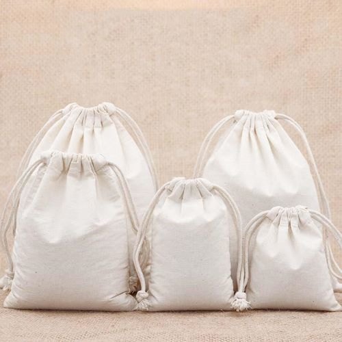 Pristino Natural Cotton Drawstring Bags, Capacity: 0.50-30 Kg